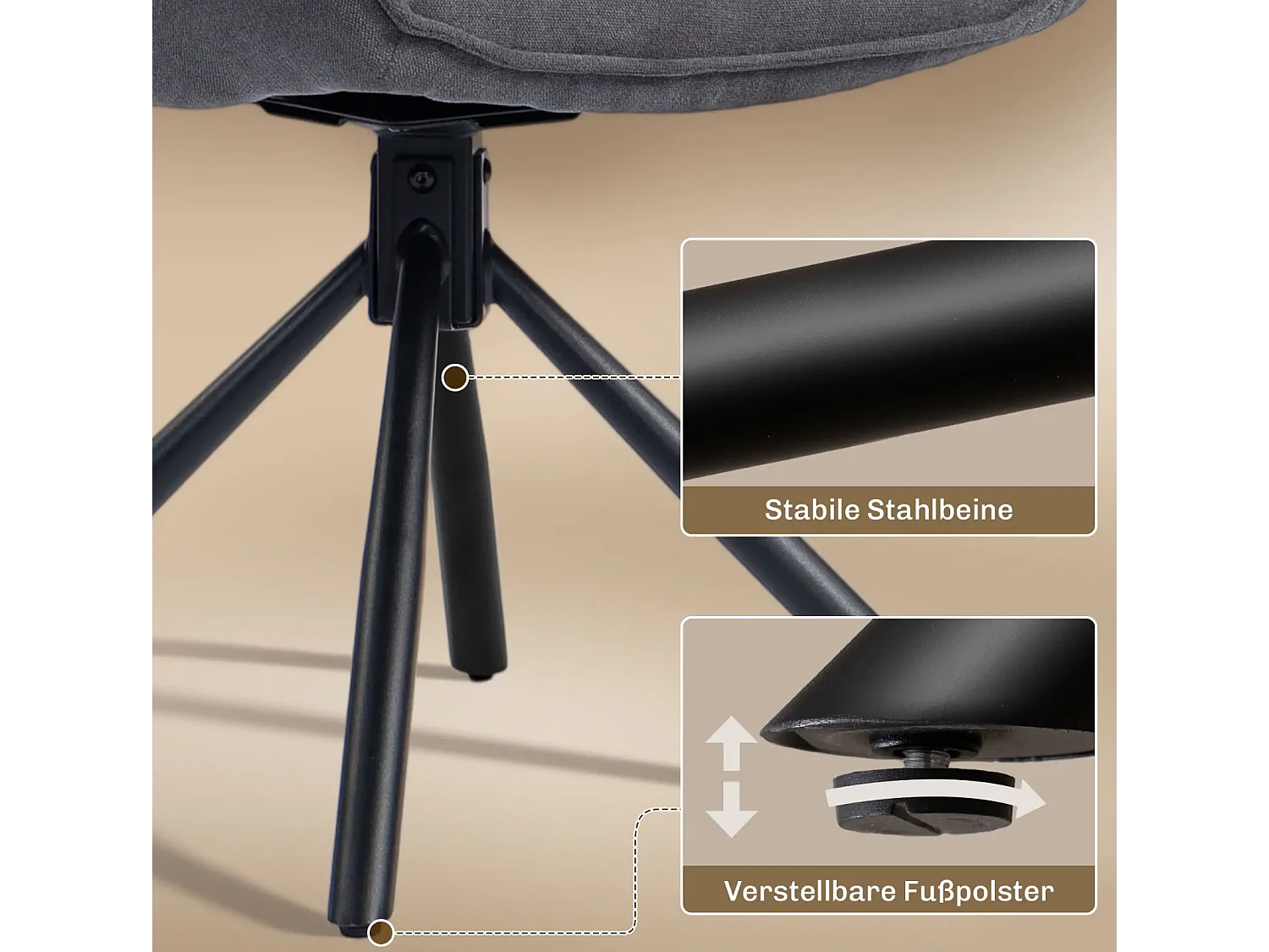 2er-Set Esszimmerstühle, drehbar, weich gepolstert, Armlehnen,Einzelsessel,Wohnzimmer