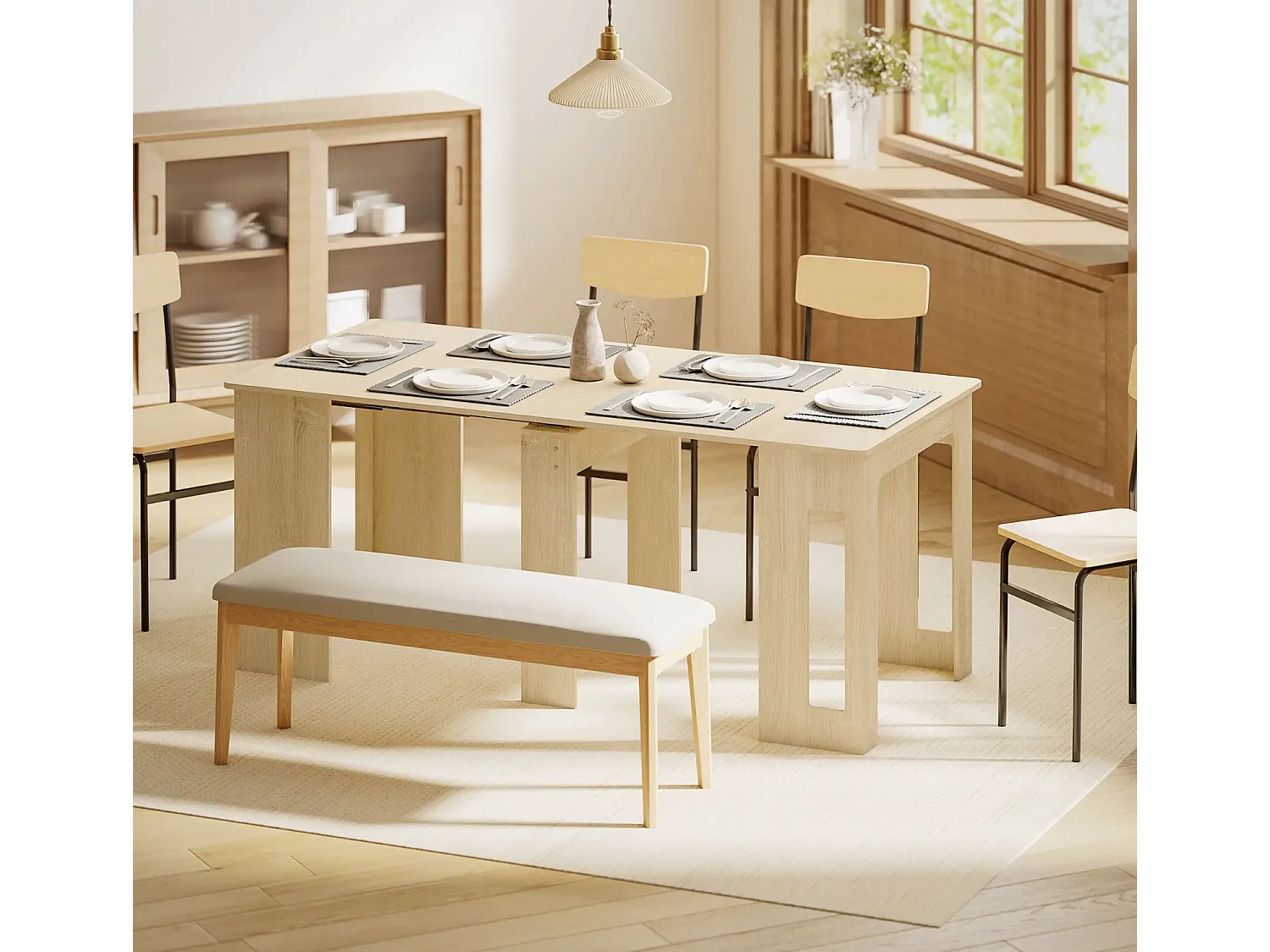 Esstisch, Klapptisch, ausziehbarer Küchentisch, Esszimmertisch, Spanplatten, 60-180 x 85 x 75 cm