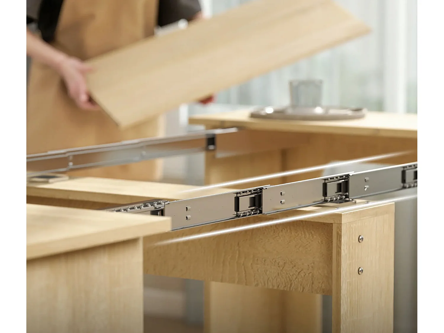 Esstisch, Klapptisch, ausziehbarer Küchentisch, Esszimmertisch, Spanplatten, 60-180 x 85 x 75 cm