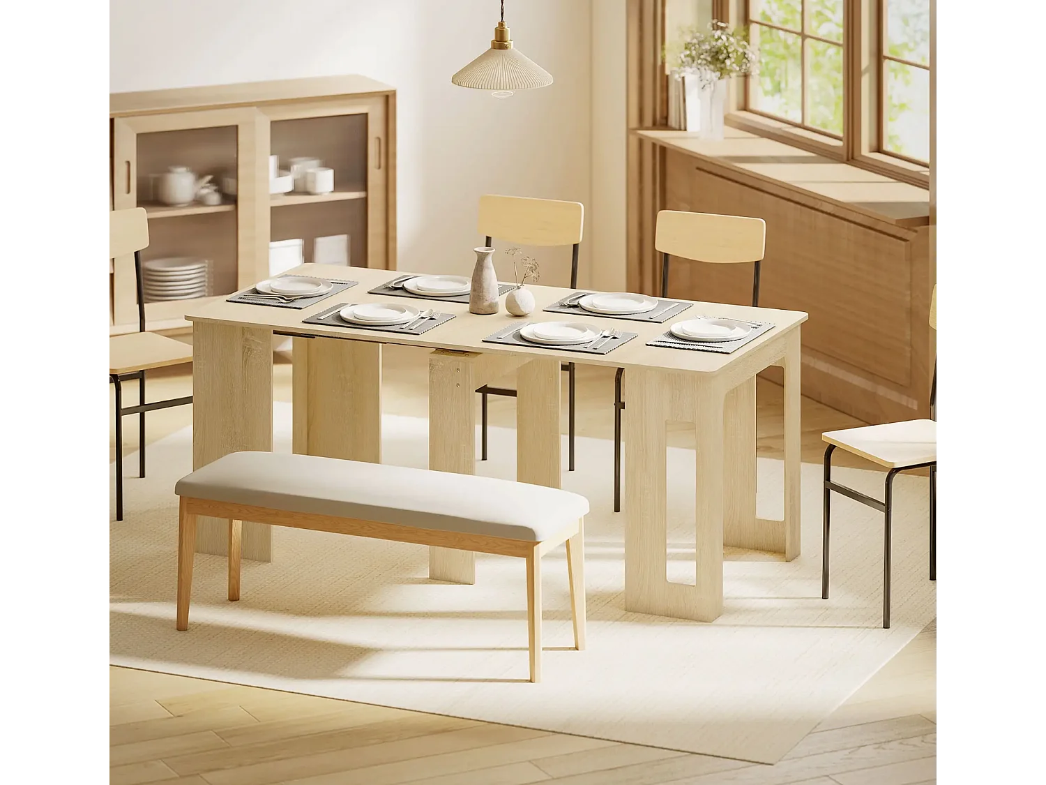 Esstisch, Klapptisch, ausziehbarer Küchentisch, Esszimmertisch, Spanplatten, 60-180 x 85 x 75 cm