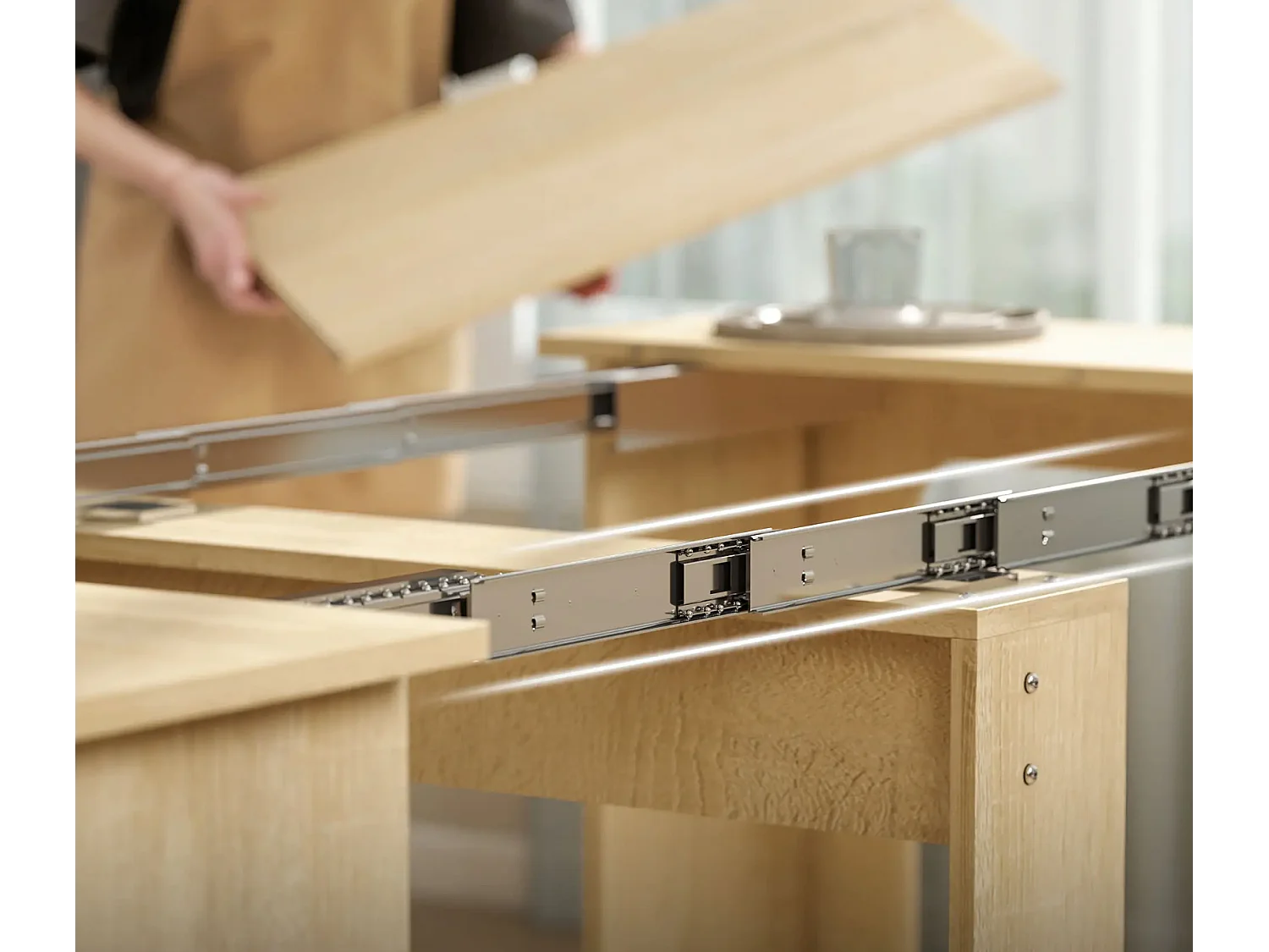 Esstisch, Klapptisch, ausziehbarer Küchentisch, Esszimmertisch, Spanplatten, 60-180 x 85 x 75 cm