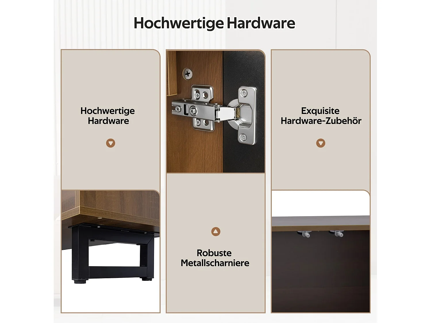 TV-Schrank mit vier Türen,TV-Ständer, TV-Paneel, niedriger TV-Ständer. Einzigartiges Design, Vintage-Holzmaserung. 180 x 38 x 50 cm (L x B x H)