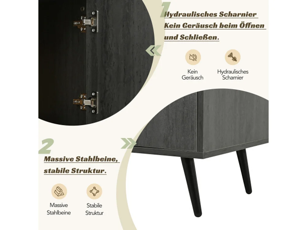 TV-Schrank, TV-Ständer und Holzmaserung, TV-Konsolentisch für einen 90-Zoll-Fernseher 200x40x55,5 cm