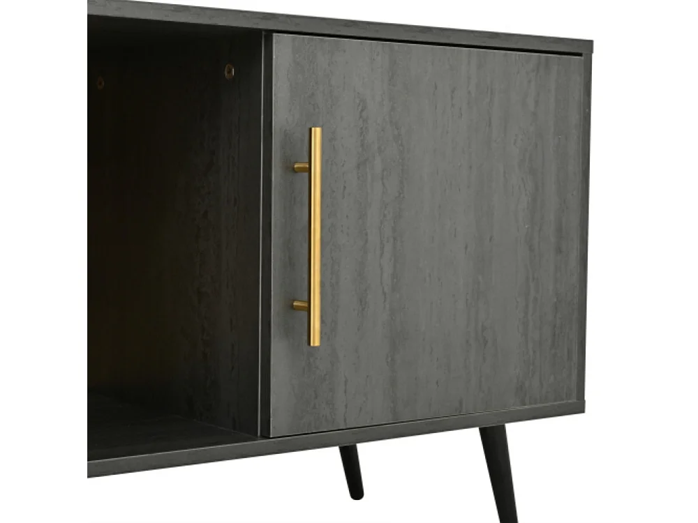 TV-Schrank, TV-Ständer und Holzmaserung, TV-Konsolentisch für einen 90-Zoll-Fernseher 200x40x55,5 cm