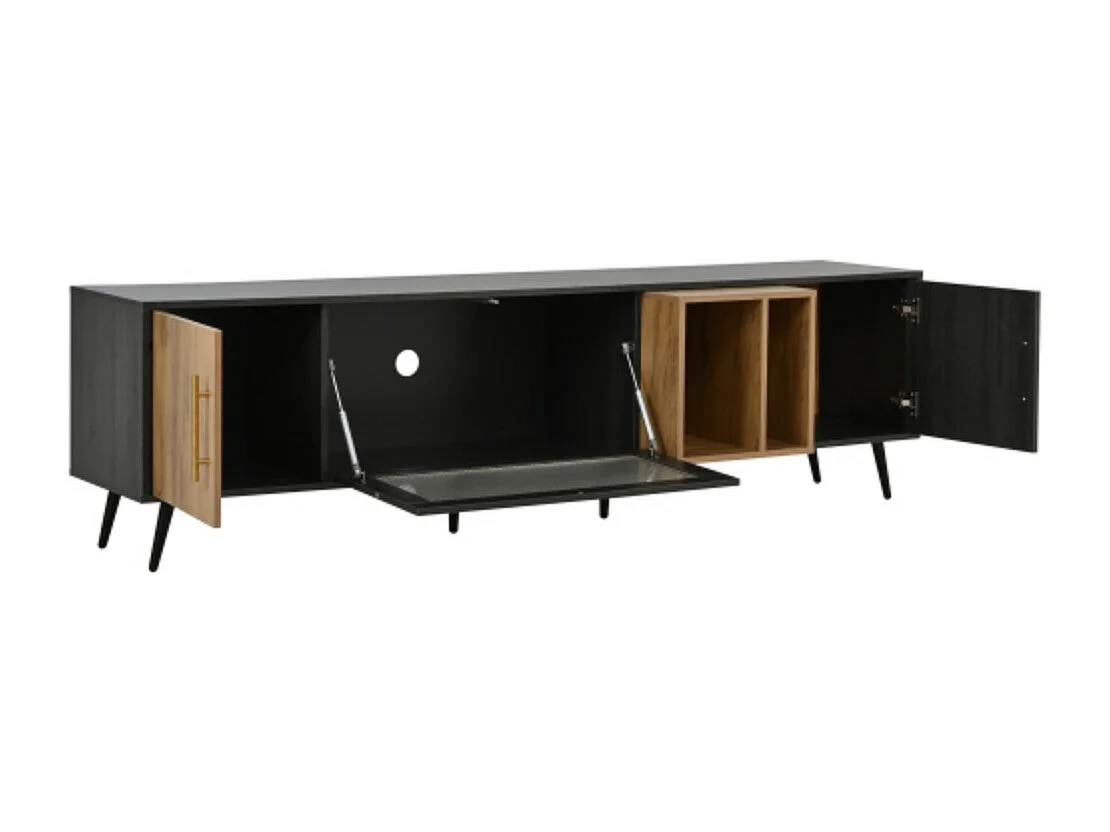 TV-Schrank, TV-Ständer und Holzmaserung, TV-Konsolentisch für einen 90-Zoll-Fernseher 200x40x55,5 cm