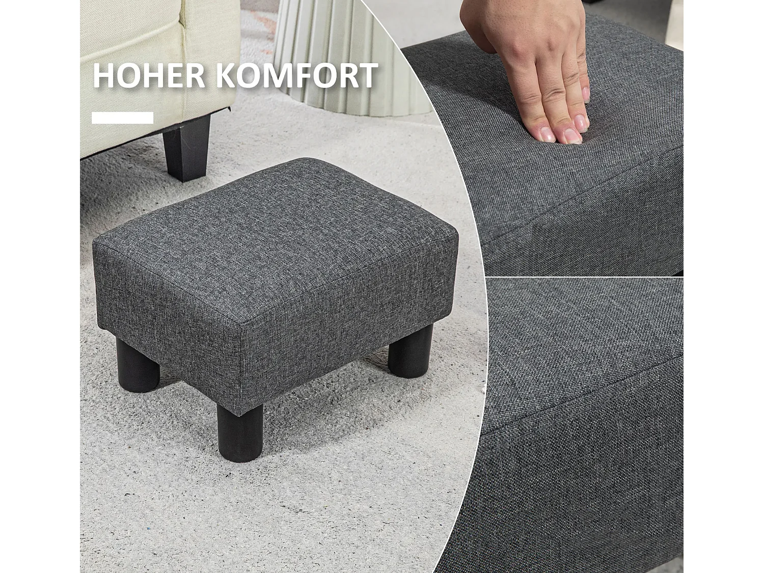 Fußhocker, Sitzhocker mit leinenartigem,Sitzhocker,Hocker