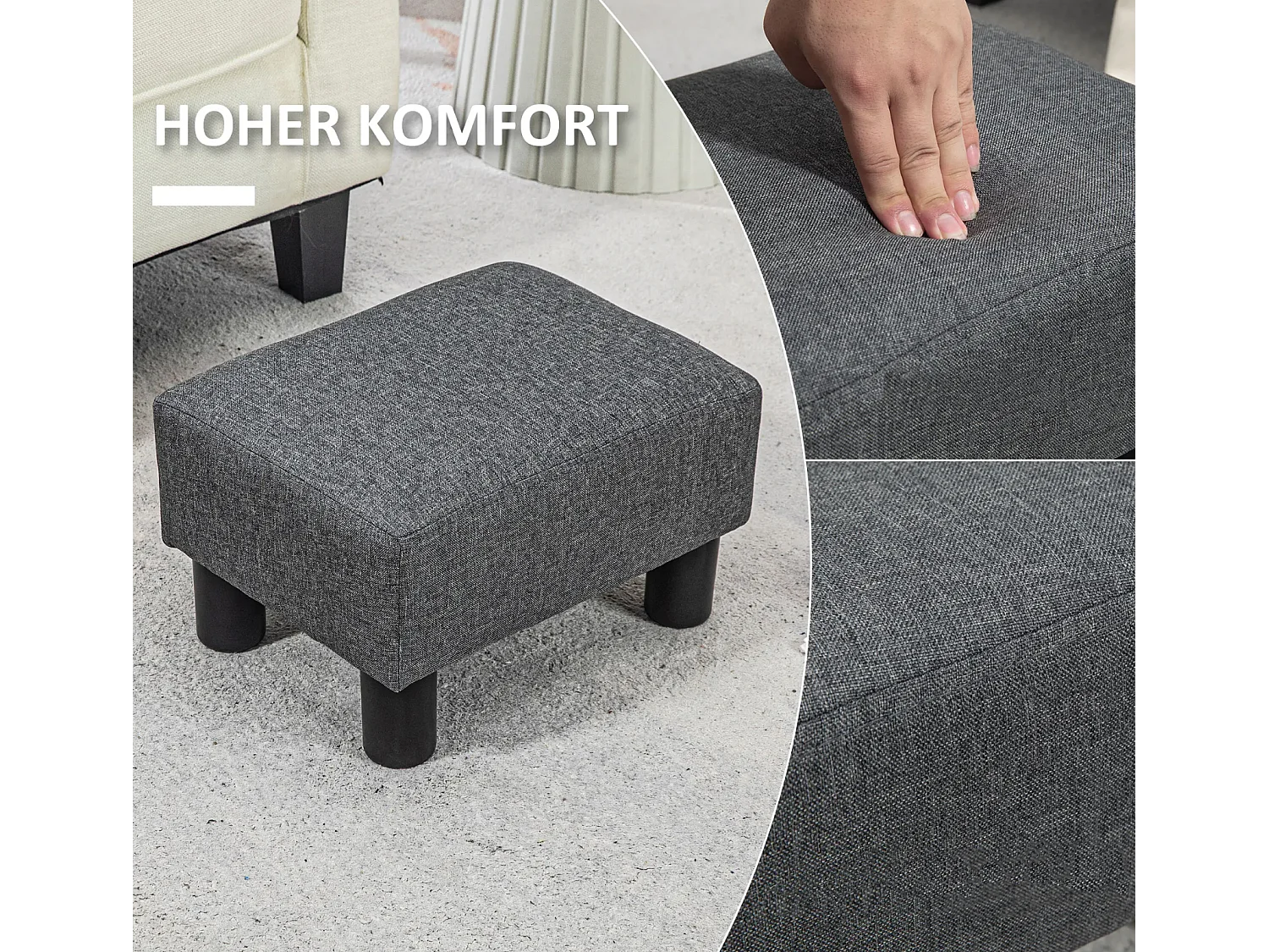 Fußhocker, Sitzhocker mit leinenartigem,Sitzhocker,Hocker