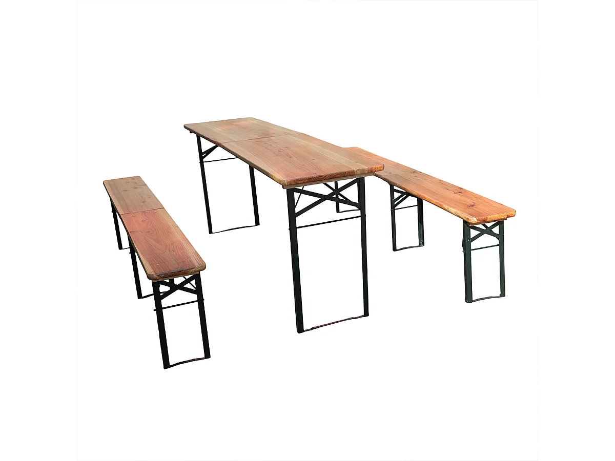 3-teilig Bierzeltgarnitur mit 1 Klapptisch + 2 Bierbänke Faltbare Wetterfest Biertischgarnitur bis 200 kg