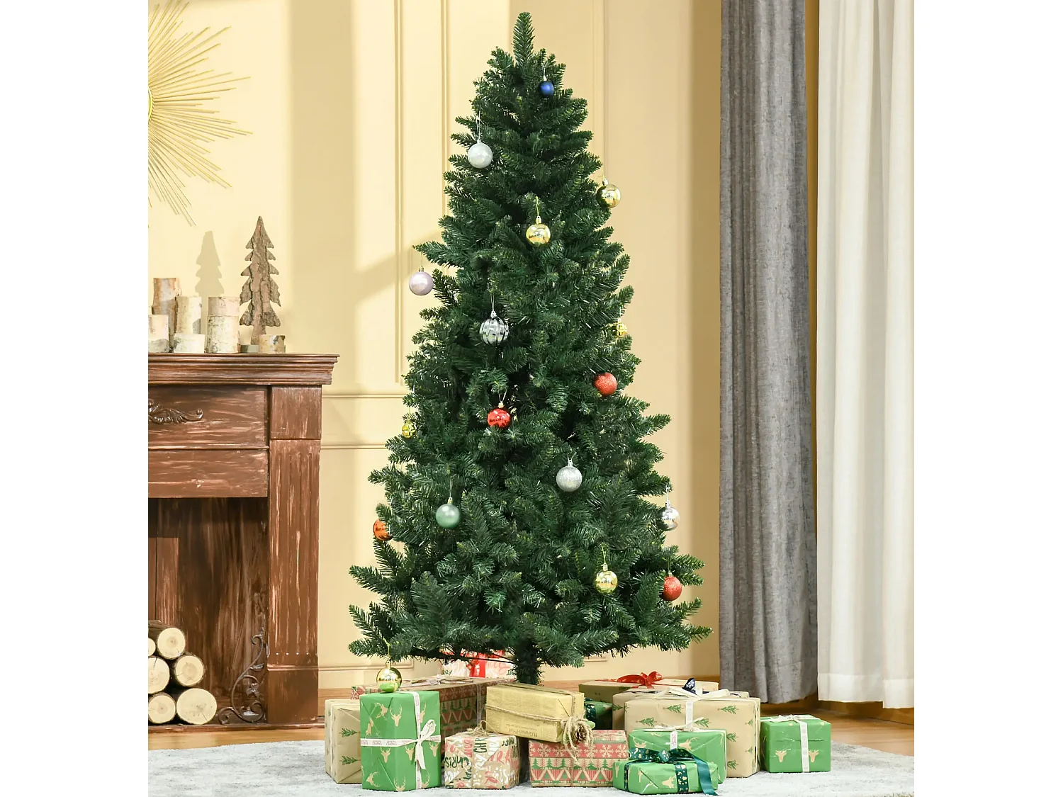 Künstlicher Weihnachtsbaum 180 cm Kieferbaum künstlich mit Metallständer für drinnen