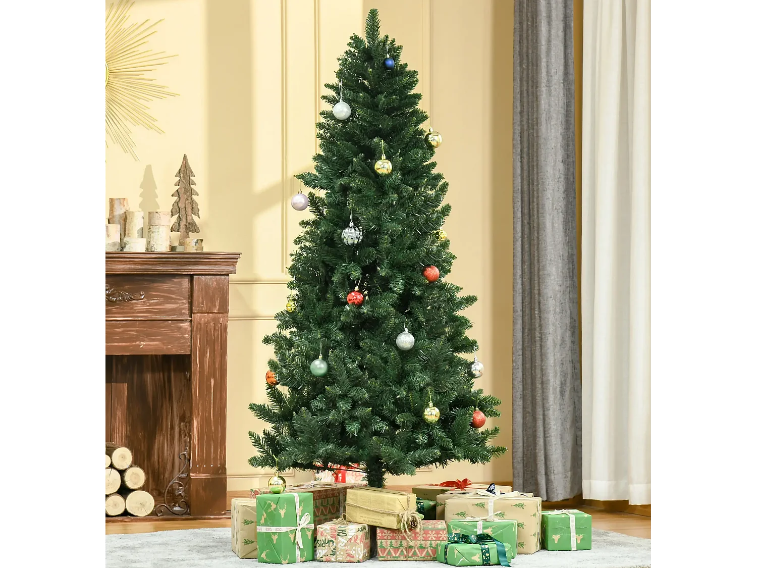 Künstlicher Weihnachtsbaum 180 cm Kieferbaum künstlich mit Metallständer für drinnen