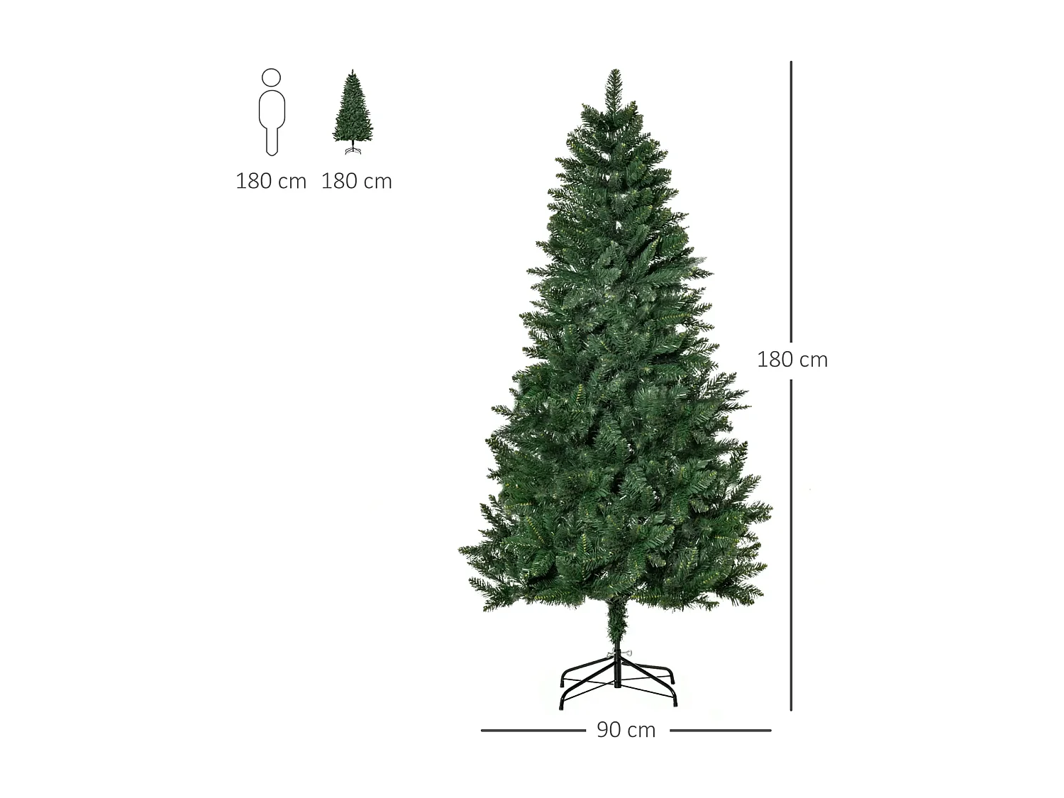 Künstlicher Weihnachtsbaum 180 cm Kieferbaum künstlich mit Metallständer für drinnen