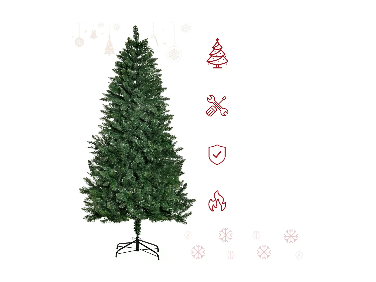 Künstlicher Weihnachtsbaum 180 cm Kieferbaum künstlich mit Metallständer für drinnen