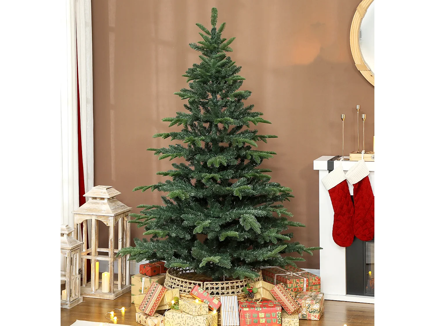 Künstlicher Weihnachtsbaum mit realistischen Zweigen, Kunst-Tannenbaum mit faltbarem Ständer