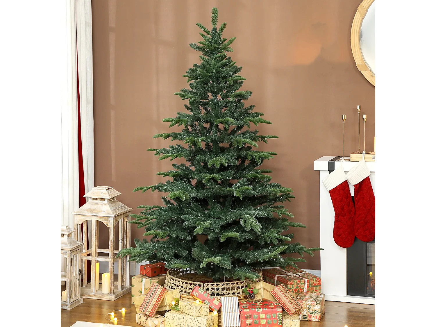 Künstlicher Weihnachtsbaum mit realistischen Zweigen, Kunst-Tannenbaum mit faltbarem Ständer