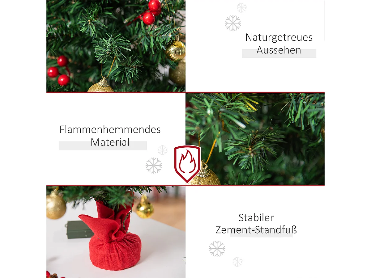 Weihnachtsbaum mit Stechpalmenbeeren  Kugeln & LED-Lichtern Mini künstlichen Weihnachten Tannenbaum für Tisch Schreibtisch ∅40 x 60 cm