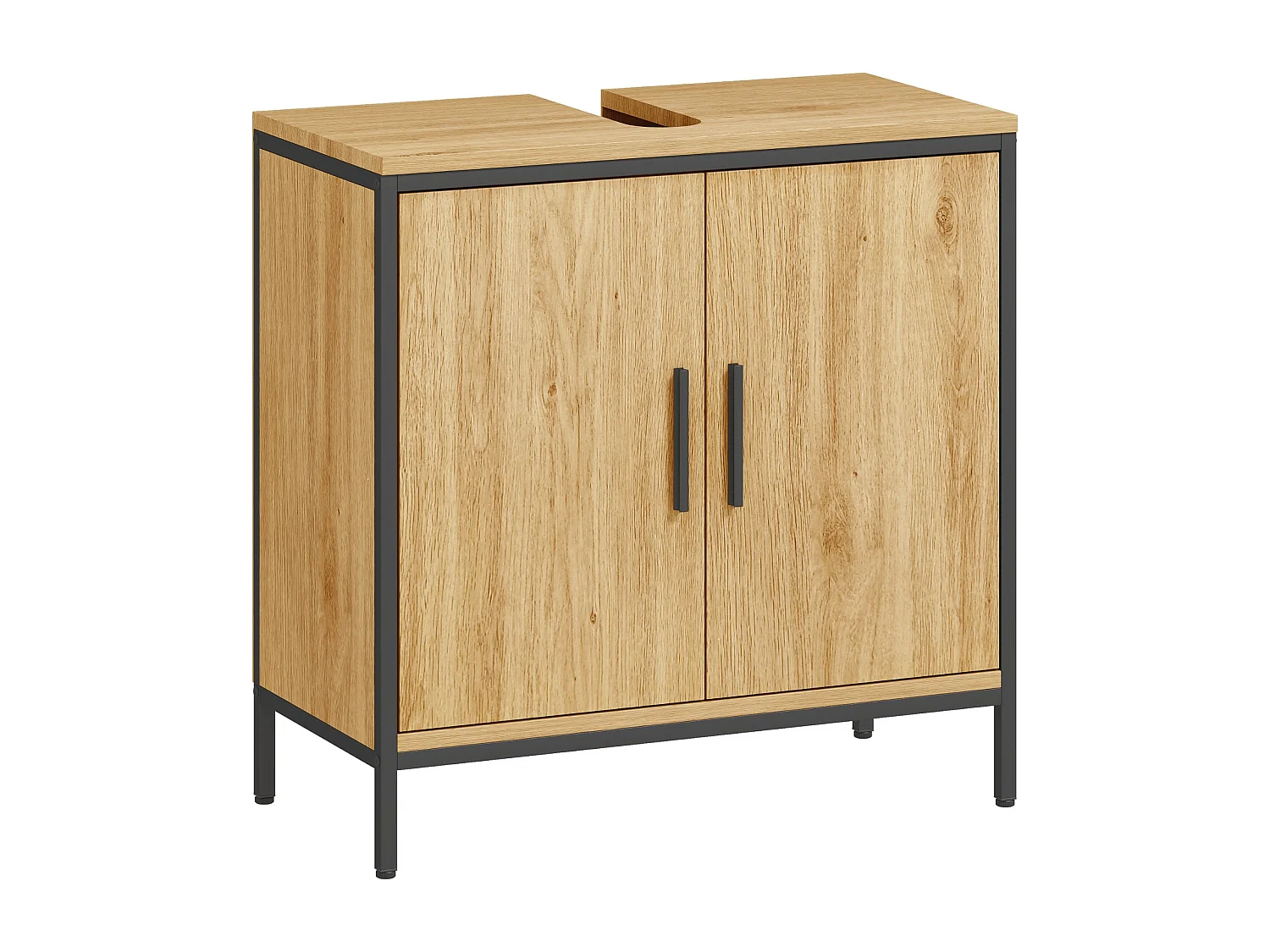 Waschbeckenunterschrank, Unterschrank mit 2 Türen, einstellbarem Regal,Badezimmerschrank für Waschbecken ohne Sockel 60x30x60 cm