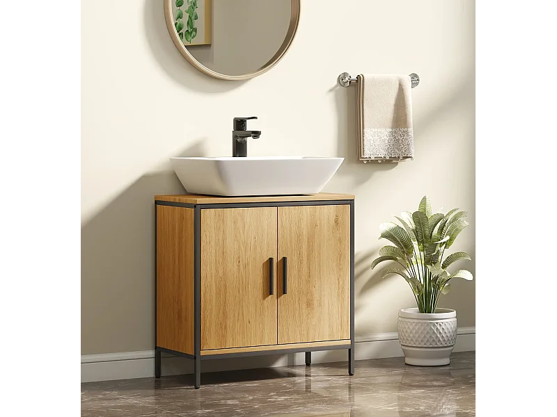 Waschbeckenunterschrank, Unterschrank mit 2 Türen, einstellbarem Regal,Badezimmerschrank für Waschbecken ohne Sockel 60x30x60 cm