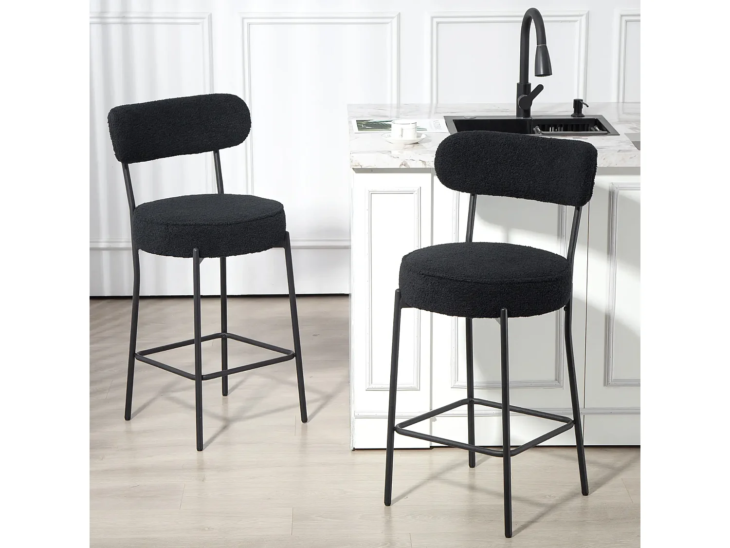 2er-Set Barstühle mit Polstersitz und Fußstütze,Esszimmerstuhl Metallrahmen,Küchenstuhl