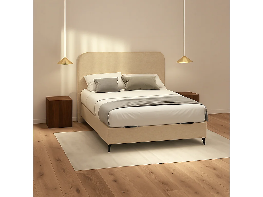 Cabecero SAONA beige estilo mediterráneo tela Antimanchas para cama de 90 cm – 100x125 cm