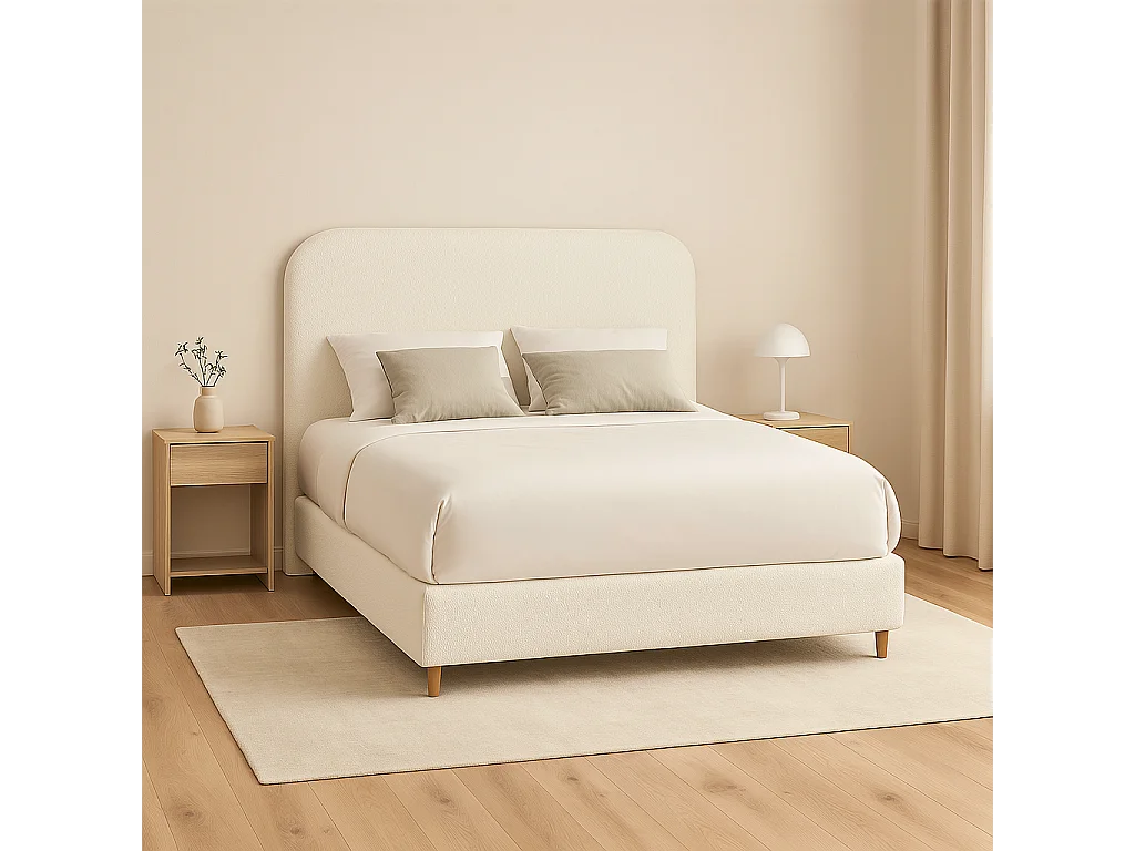 Cabecero SAONA Blanco estilo mediterráneo tela Antimanchas para cama de 180 cm – 190x125 cm