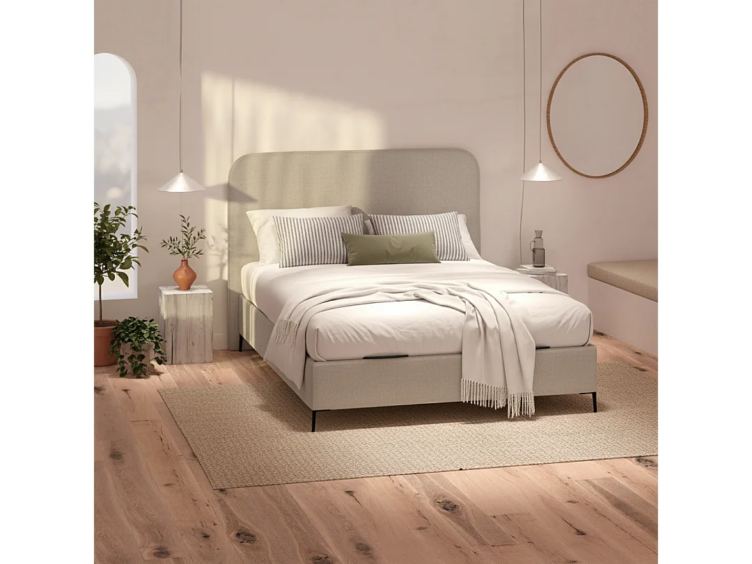 Tête de lit SAONA Gris style méditerranéen tissu anti-taches pour lit de 90 cm –­100x125 cm