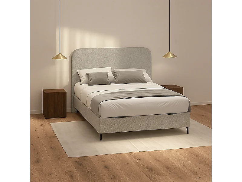 Cabecero SAONA Gris estilo mediterráneo tela Antimanchas para cama de 90 cm – 100x125 cm