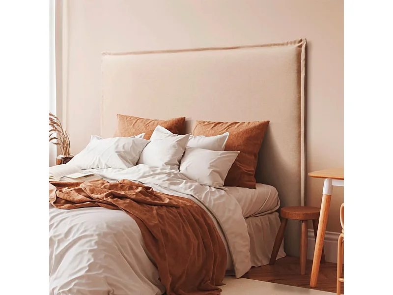 Cabecero tapizado de madera acolchado liso antimanchas color Crudo para cama 160 cm - 170x125 cm