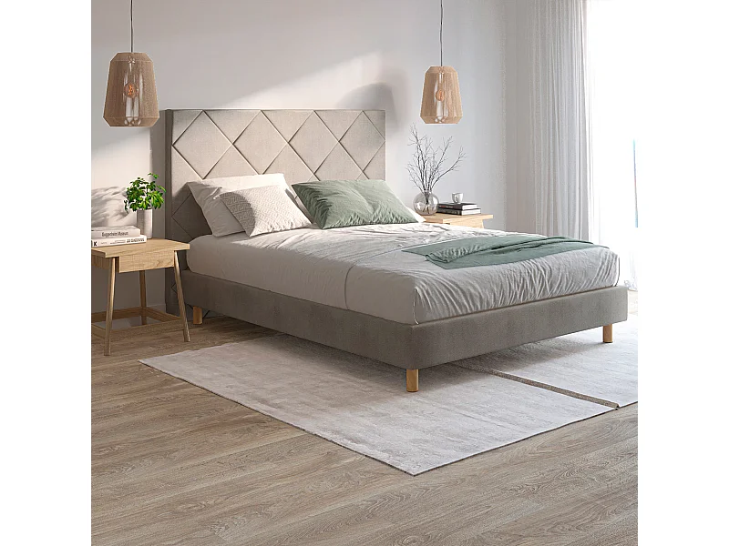 Cabecero tapizado Samos Gris tela anitmanchas diseño acogedor – cama 140 cm – 150x120 cm