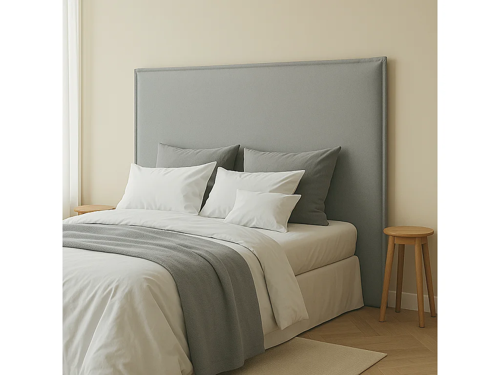 Tête de lit rembourrée en bois lisse anti-taches couleur Gris pour lit 180 cm - 190x125 cm