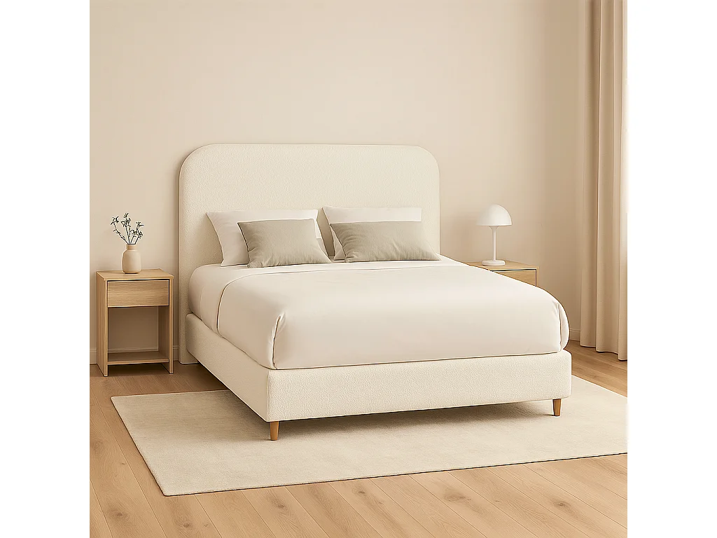 Cabecero SAONA blanco estilo mediterráneo tela Antimanchas para cama de 200 cm – 210x125 cm