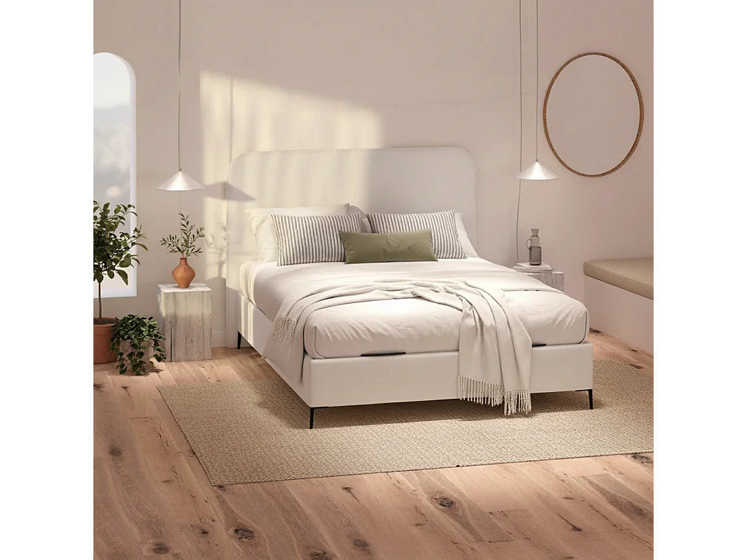 Cabecero SAONA blanco estilo mediterráneo tela Antimanchas para cama de 90 cm – 100x125 cm