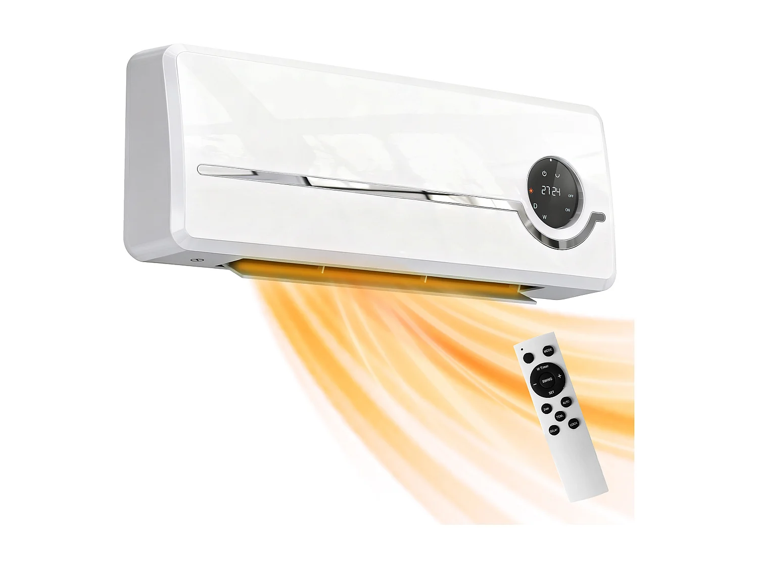 Termoventilatore a muro con 3 modalità timer telecomando blocco bimbi