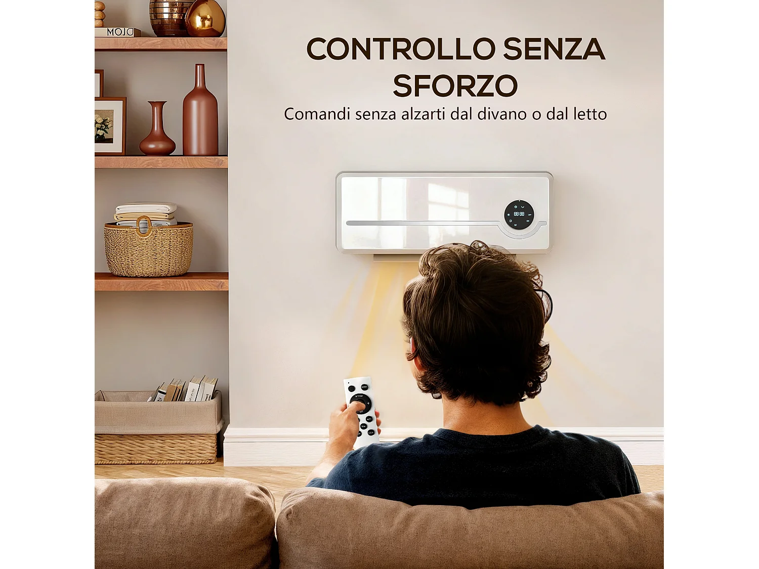 Termoventilatore a muro con 3 modalità timer telecomando blocco bimbi
