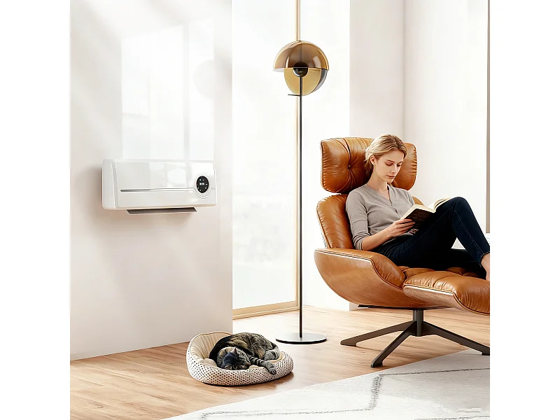 Termoventilatore a muro con 3 modalità timer telecomando blocco bimbi