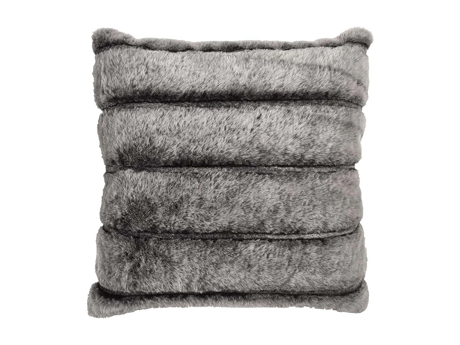 Coussin Ultra Doux 40x40cm Texturé Imitation Fourrure Gris Foncé Déhoussable - ELINO