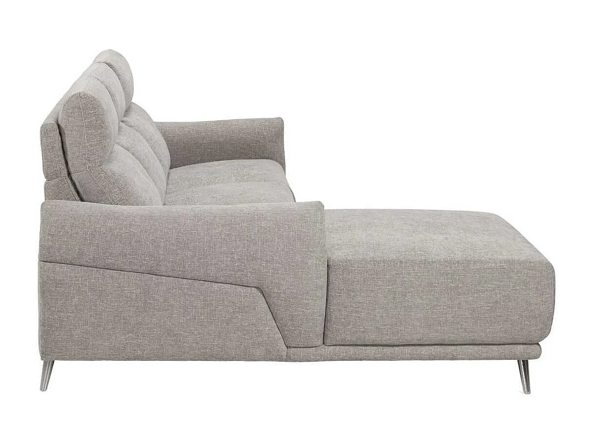 Canapé 3 places relax électrique avec méridienne gauche tissu polyester chiné gris clair - SANTIAGO