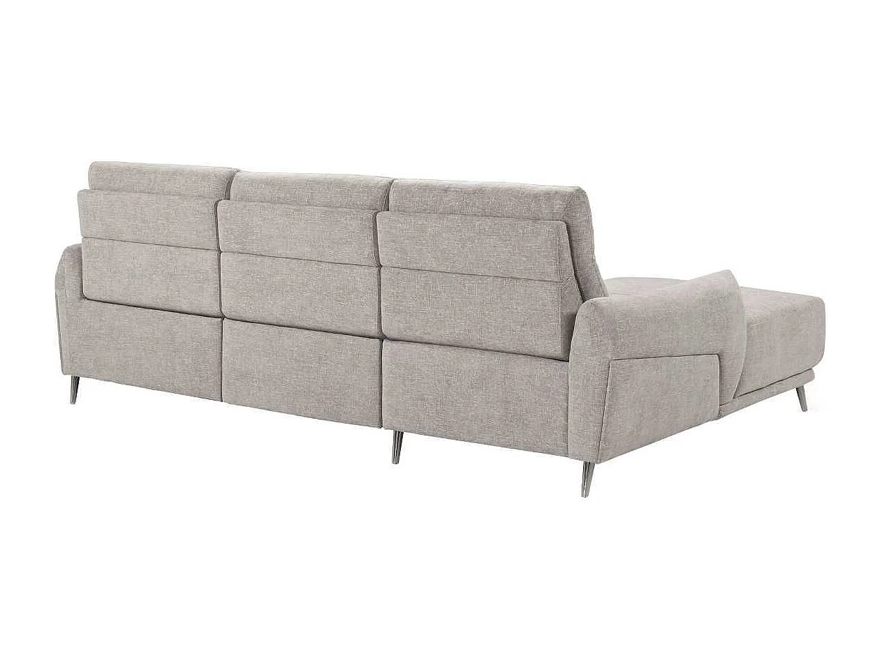 Canapé 3 places relax électrique avec méridienne gauche tissu polyester chiné gris clair - SANTIAGO