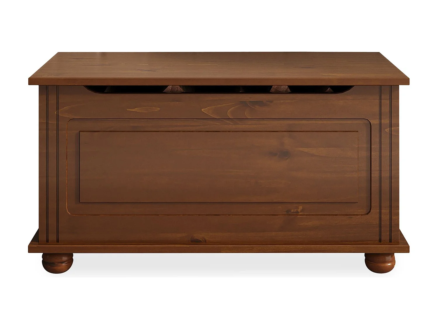 Coffre de rangement BRISTOL banc avec abattant en pin massif brun foncé