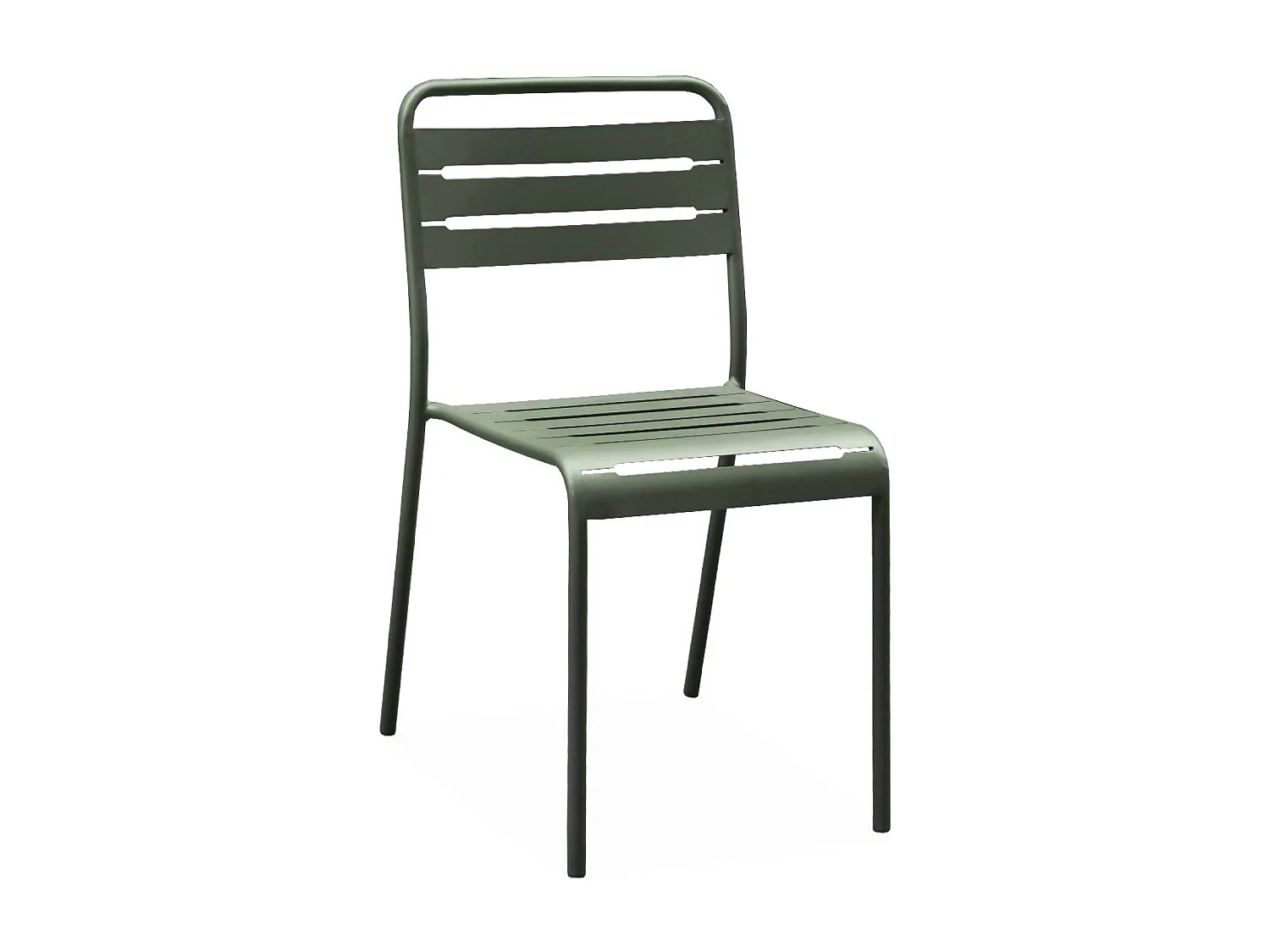 Table de jardin bistrot ronde acier + 2 assises Ø60cm kaki - Orea + Amélia