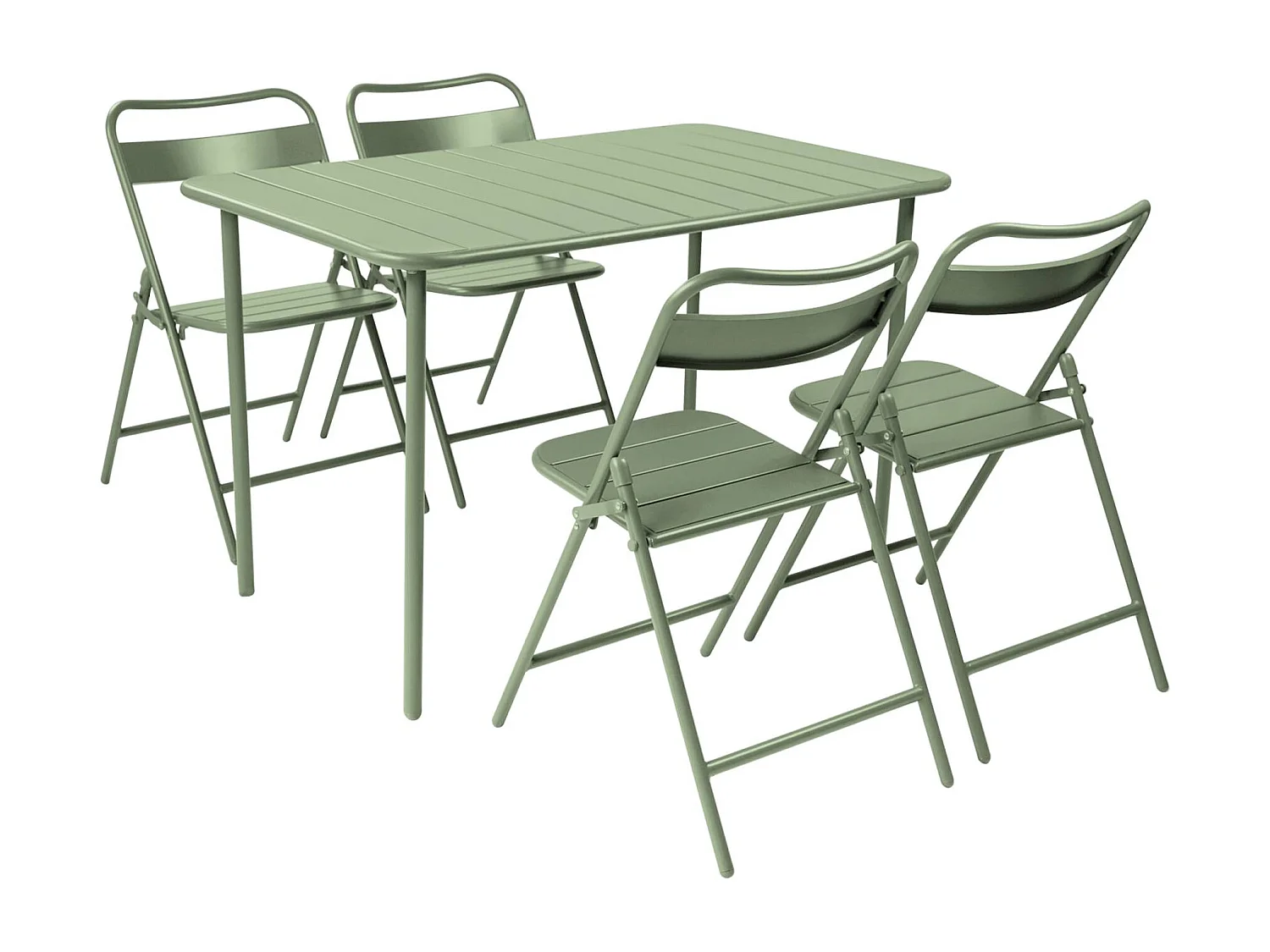 Tavolo da giardino in metallo 4 sedute, 120cm, verde
