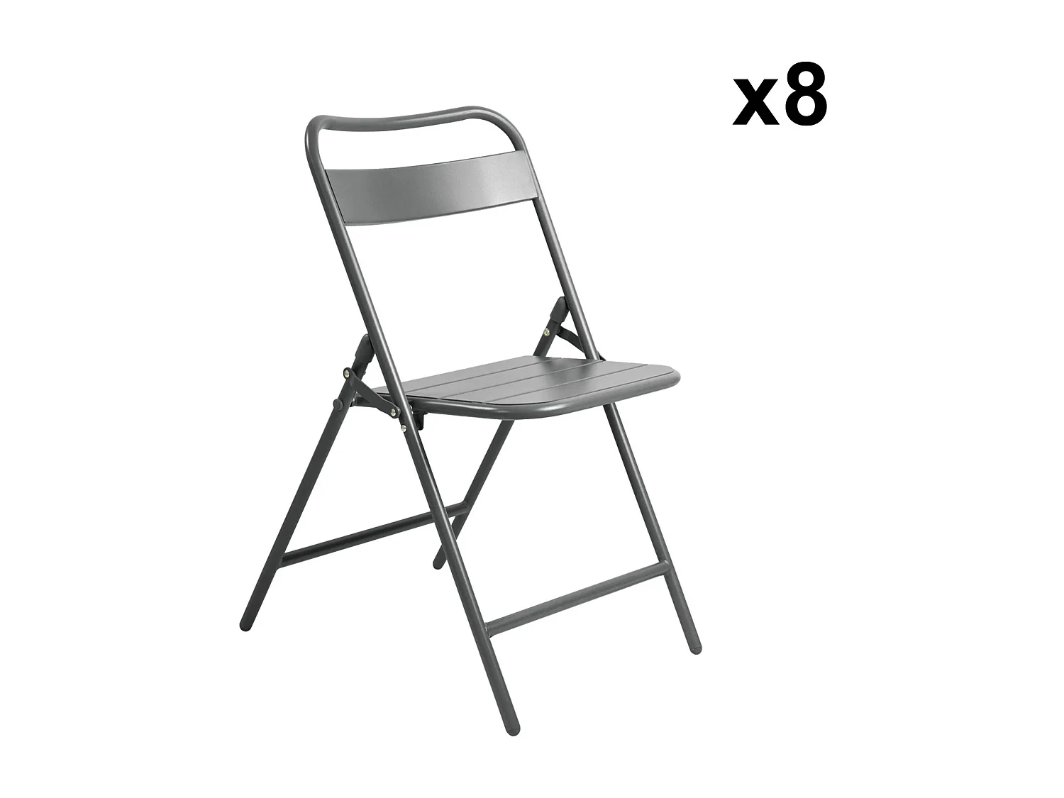 Table de jardin métal + 8 assises anthracite. Amelia 160 x 90 x H 72.5cm