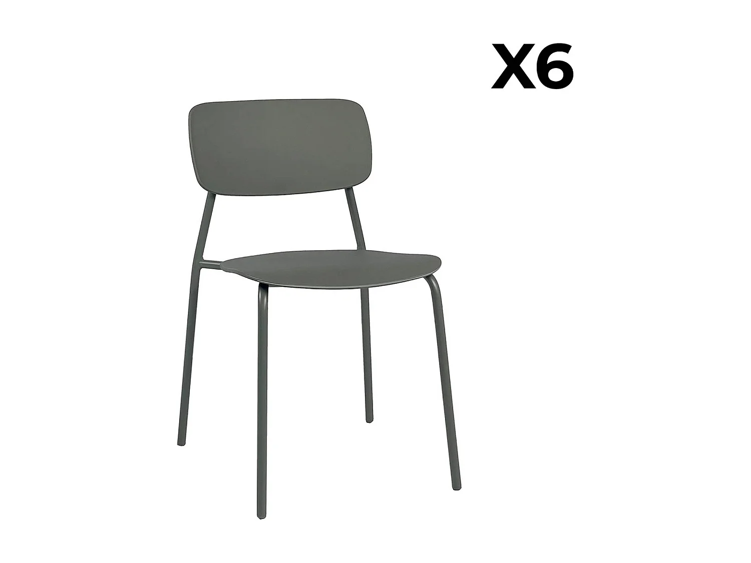 Table de jardin pliante métal + 6 assises kaki. Amelia + Liva 141.2 x 80 x 72.5cm