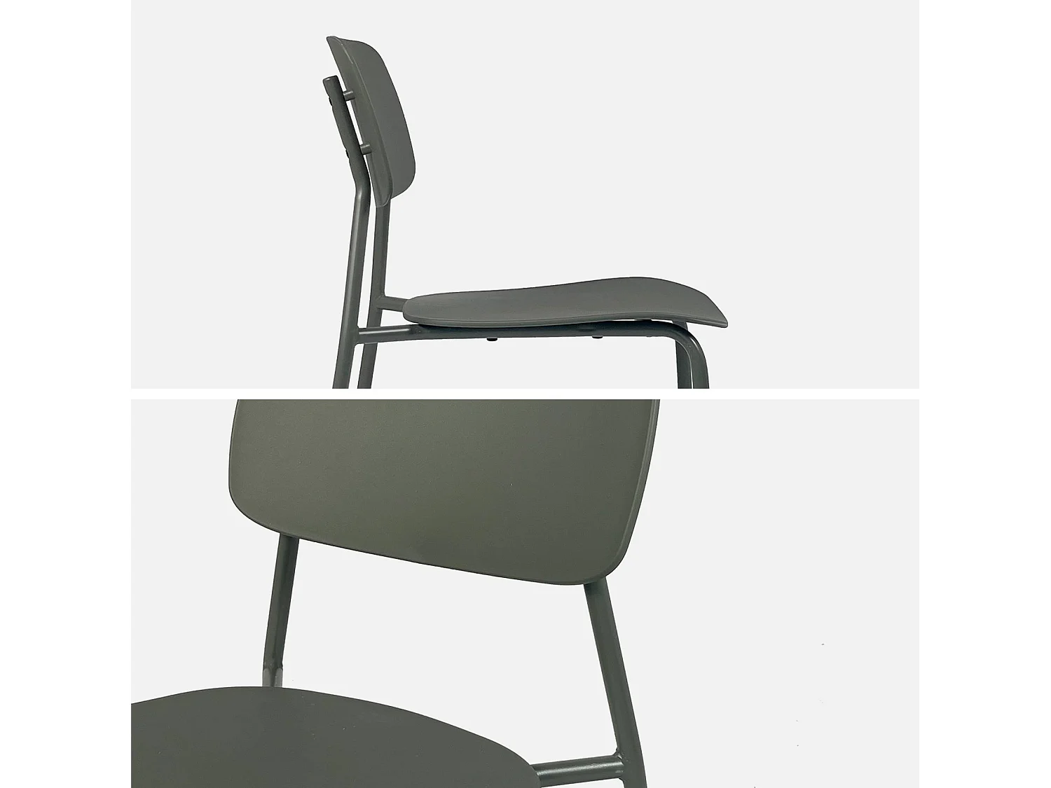 Table de jardin pliante métal + 6 assises kaki. Amelia + Liva 141.2 x 80 x 72.5cm