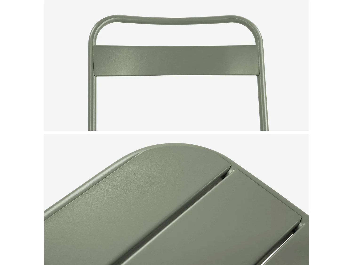 Table de jardin métal + 8 assises kaki. Amelia 160 x 90 x H 72.5cm