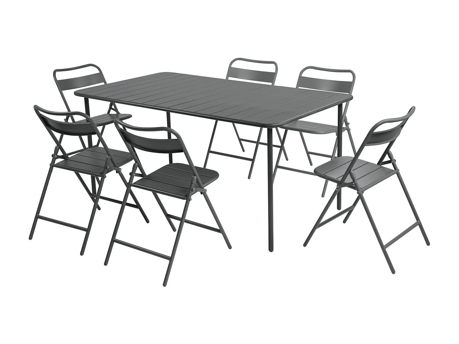 Set tavolo da giardino bistrot in metallo con 6 sedie, antracite