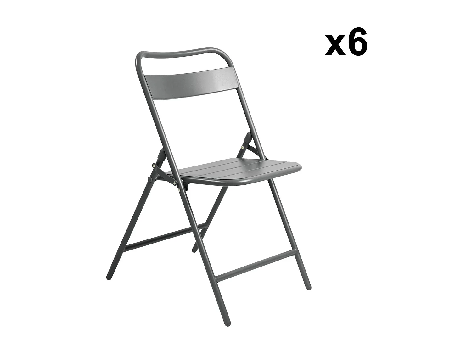 Set tavolo da giardino bistrot in metallo con 6 sedie, antracite