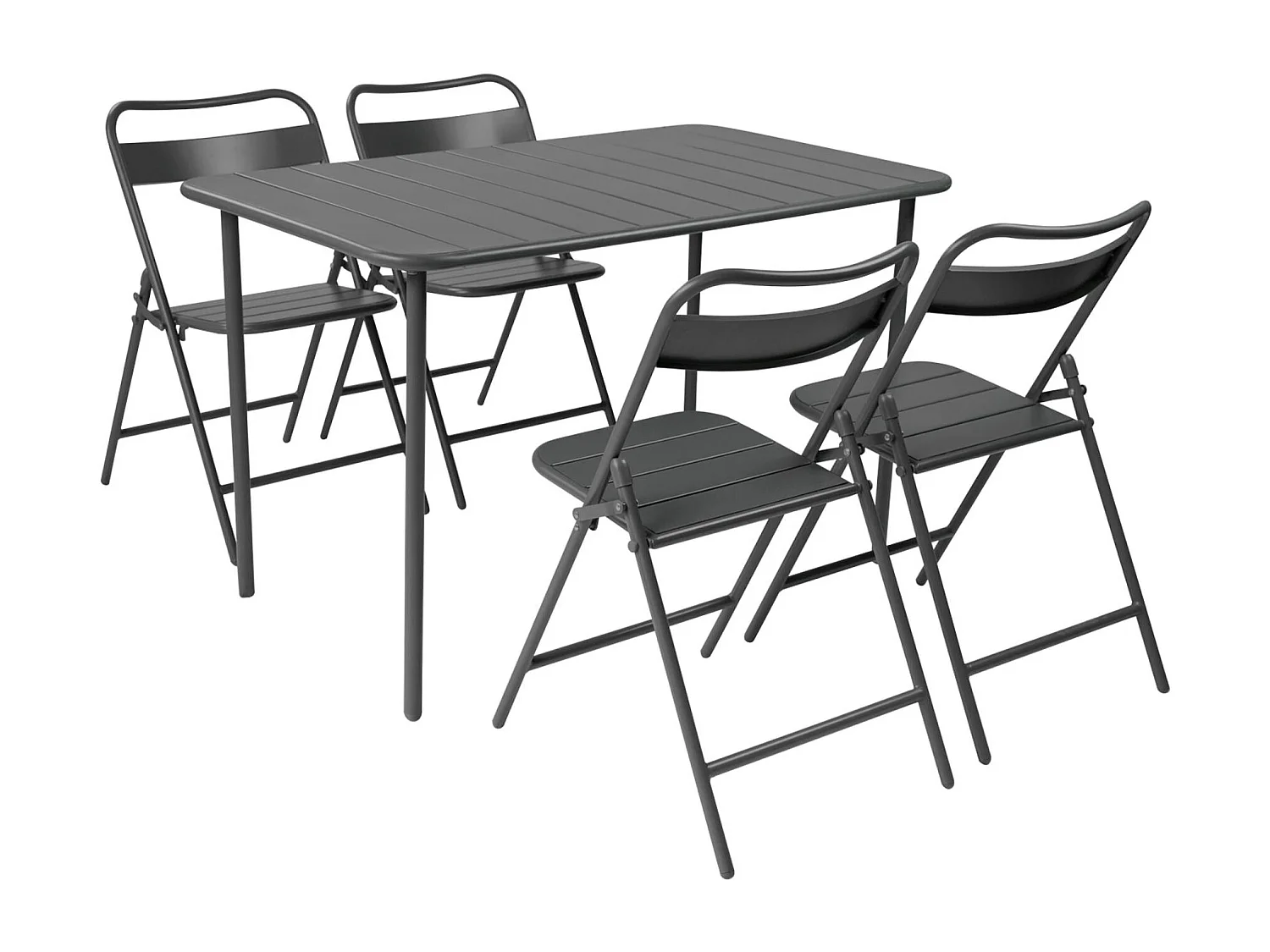 Tavolo da giardino in metallo 4 sedute, 120cm, antracite