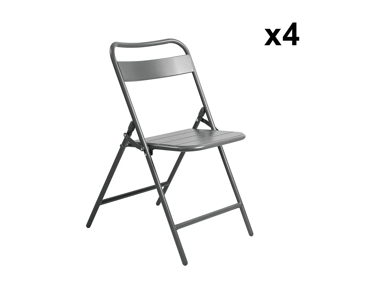 Tavolo da giardino in metallo 4 sedute, 120cm, antracite