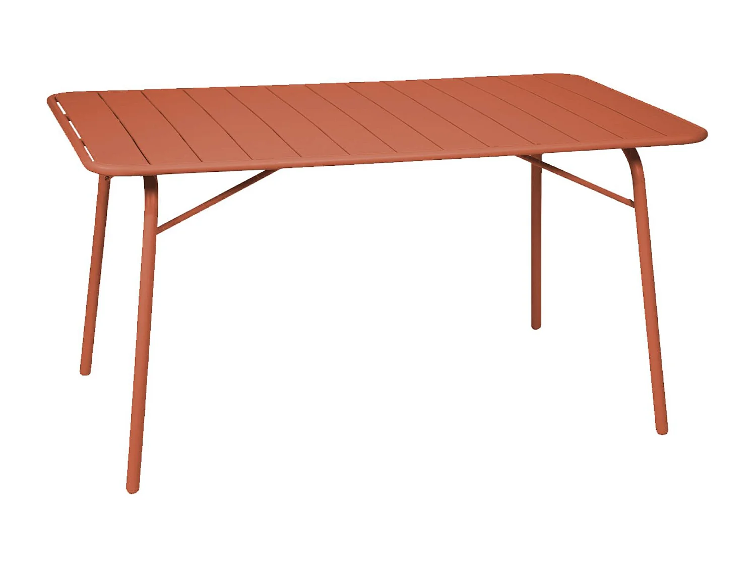 Table de jardin pliante métal + 6 assises terracotta. Amelia + Liva 141.2 x 80 x 72.5cm