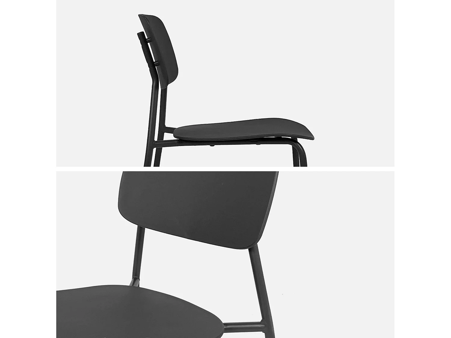 Table de jardin métal + 6 assises anthracite. Amélia + Liva 160 x 90 x 72.5cm